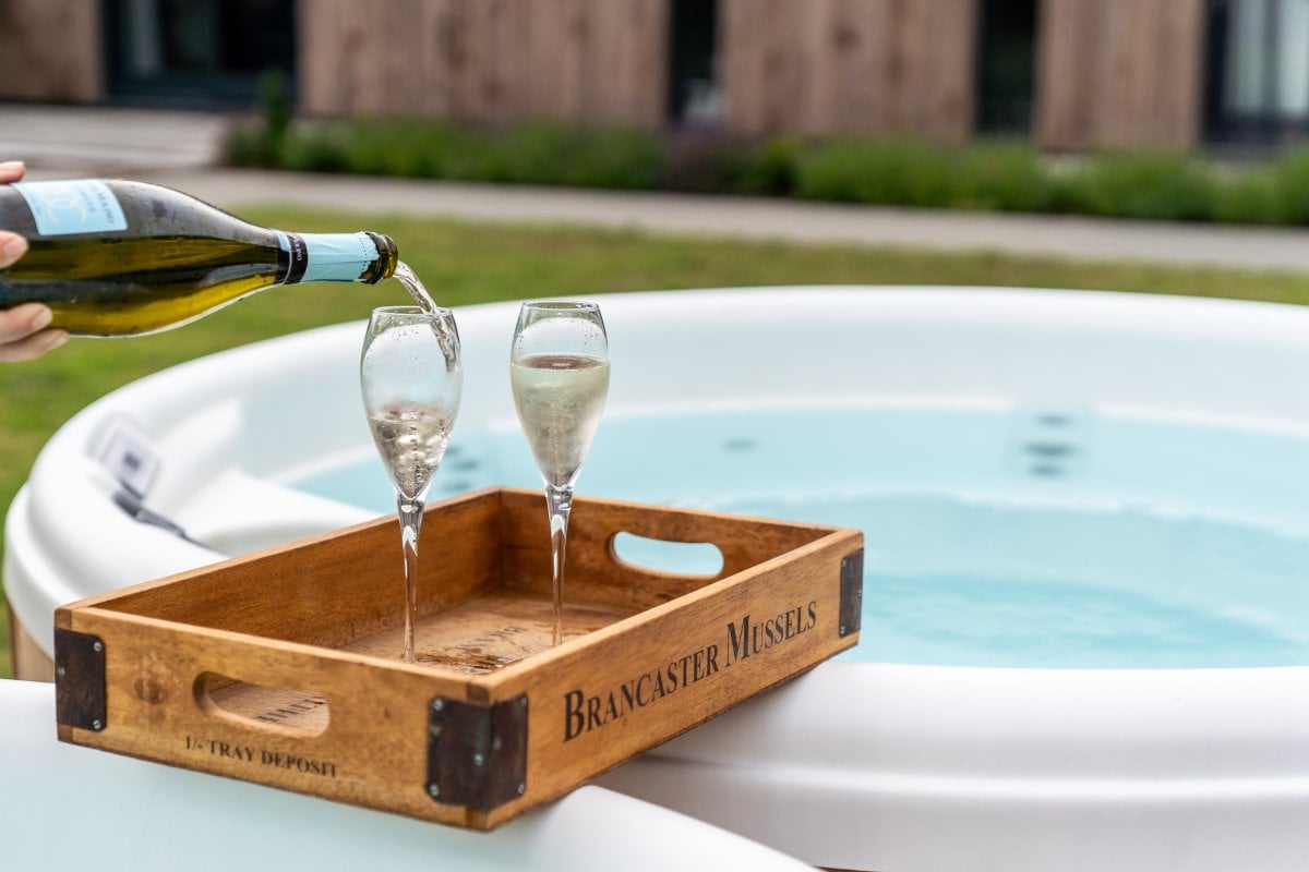 The Courtyard Wales - glass of fizz in the hot tub anyone?